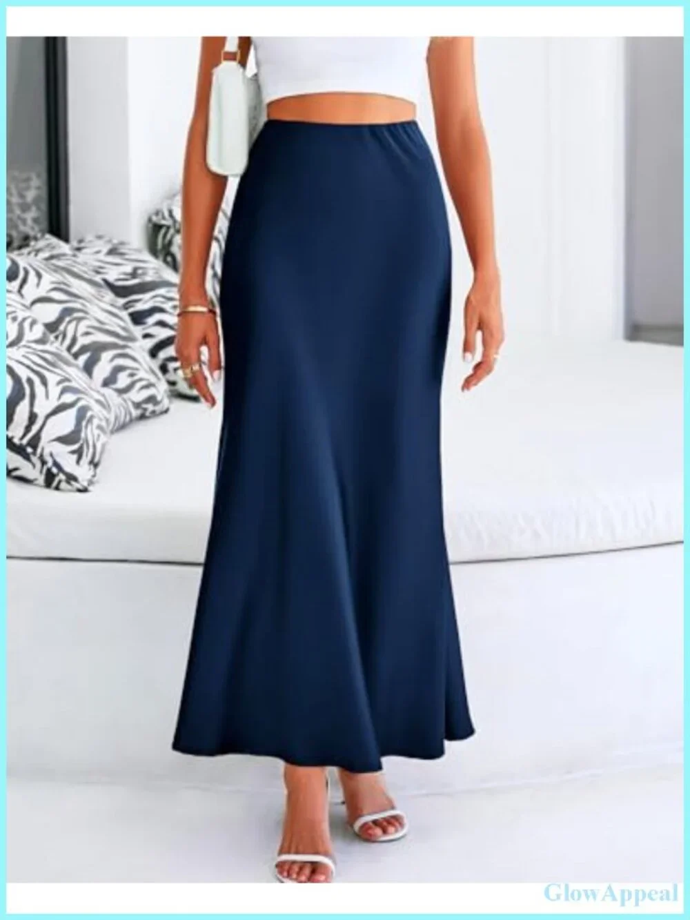 High Waist Mermaid Satin Maxi Skirt Women Business Casual